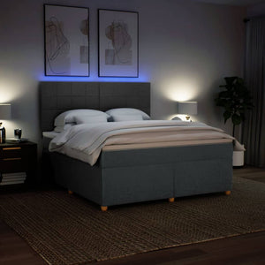 Κρεβάτι Boxspring με Στρώμα Σκούρο Γκρι 180x200 εκ Υφασμάτιν - Pakobazaar