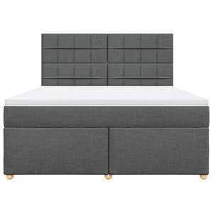 Κρεβάτι Boxspring με Στρώμα Σκούρο Γκρι 180x200 εκ Υφασμάτιν - Pakobazaar