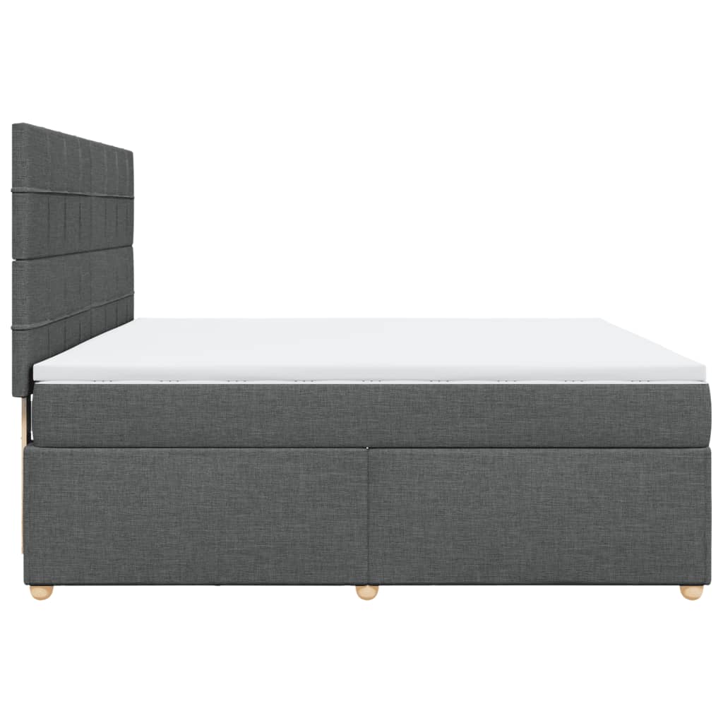 Κρεβάτι Boxspring με Στρώμα Σκούρο Γκρι 180x200 εκ Υφασμάτιν - Pakobazaar