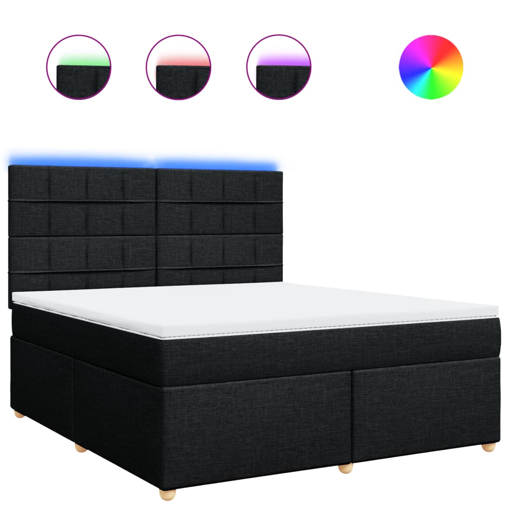 Κρεβάτι Boxspring με Στρώμα Μαύρο 180x200 εκ. Υφασμάτινο