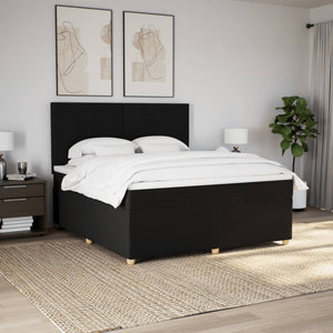 Κρεβάτι Boxspring με Στρώμα Μαύρο 180x200 εκ. Υφασμάτινο - Pakobazaar