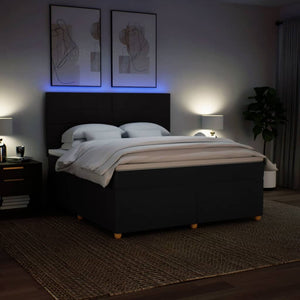 Κρεβάτι Boxspring με Στρώμα Μαύρο 180x200 εκ. Υφασμάτινο - Pakobazaar