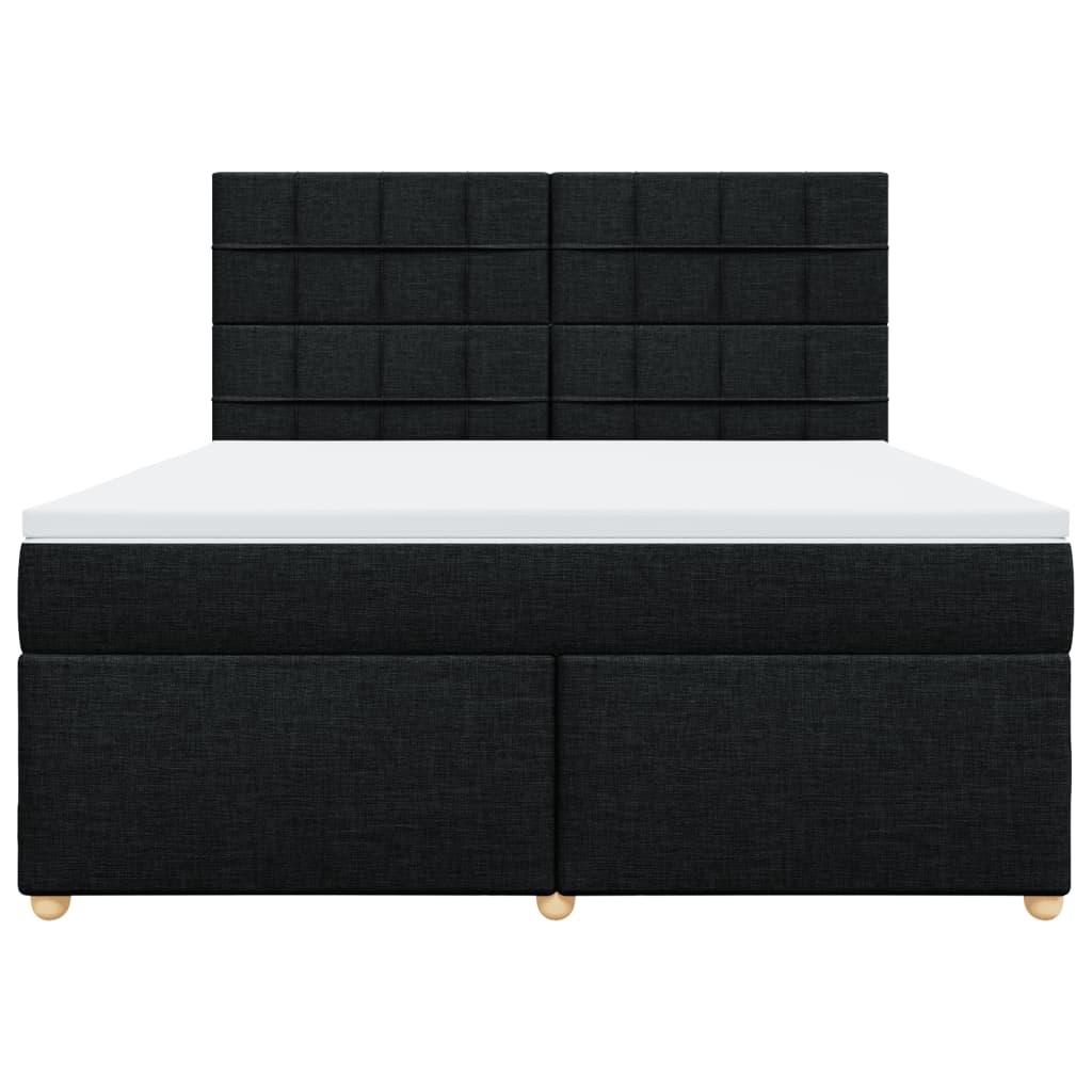 Κρεβάτι Boxspring με Στρώμα Μαύρο 180x200 εκ. Υφασμάτινο
