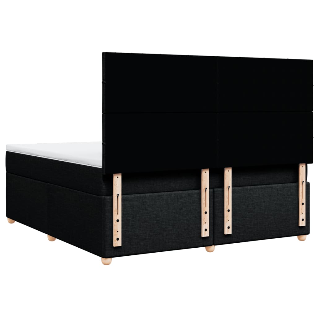 Κρεβάτι Boxspring με Στρώμα Μαύρο 180x200 εκ. Υφασμάτινο