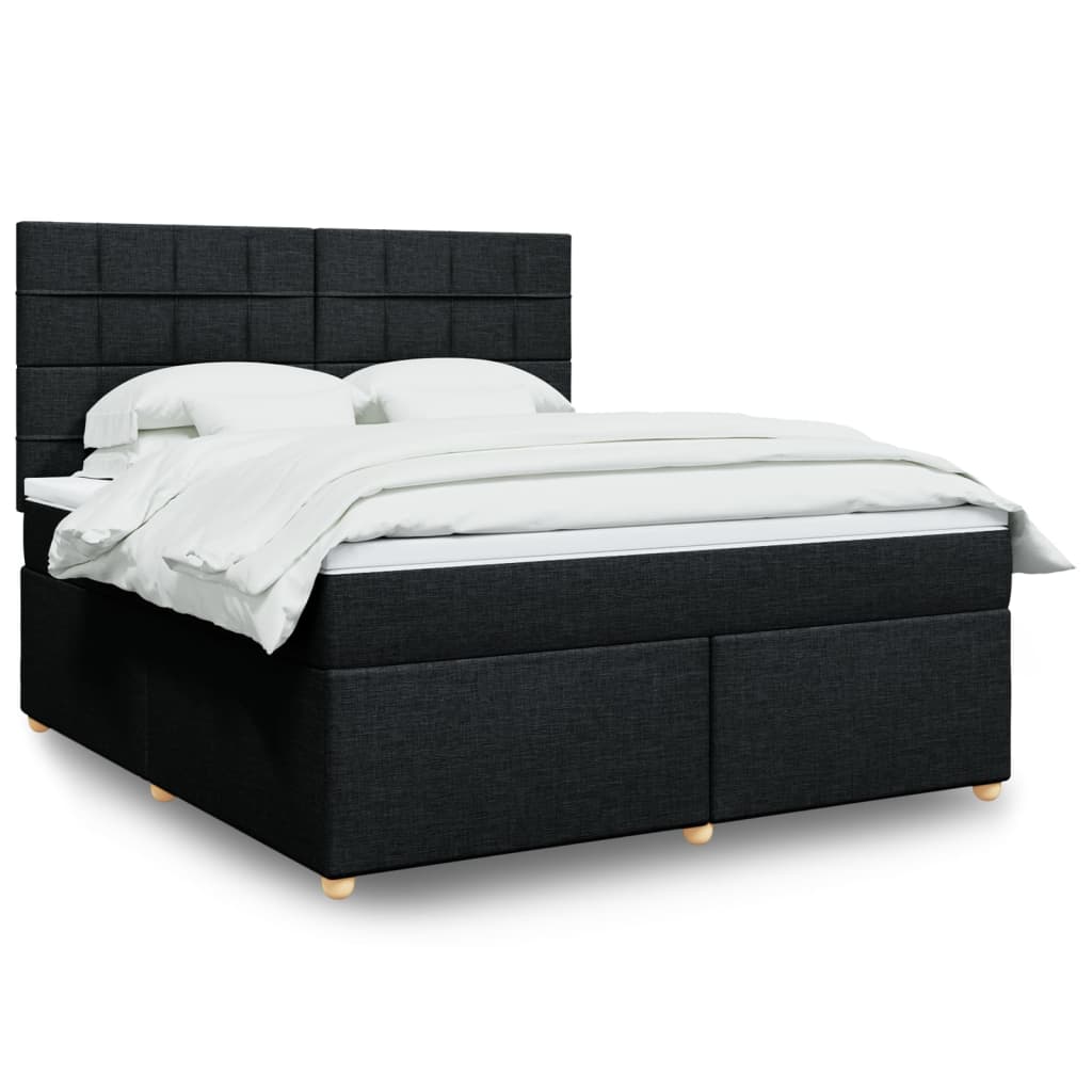 Κρεβάτι Boxspring με Στρώμα Μαύρο 180x200 εκ. Υφασμάτινο