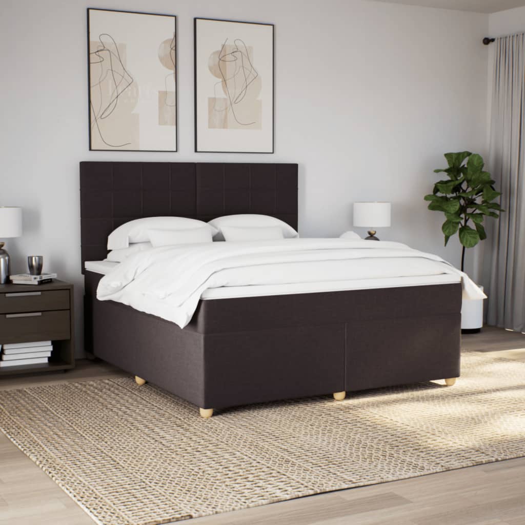 Κρεβάτι Boxspring με Στρώμα Σκούρο Καφέ 180x200 εκ Υφασμάτινο - Pakobazaar