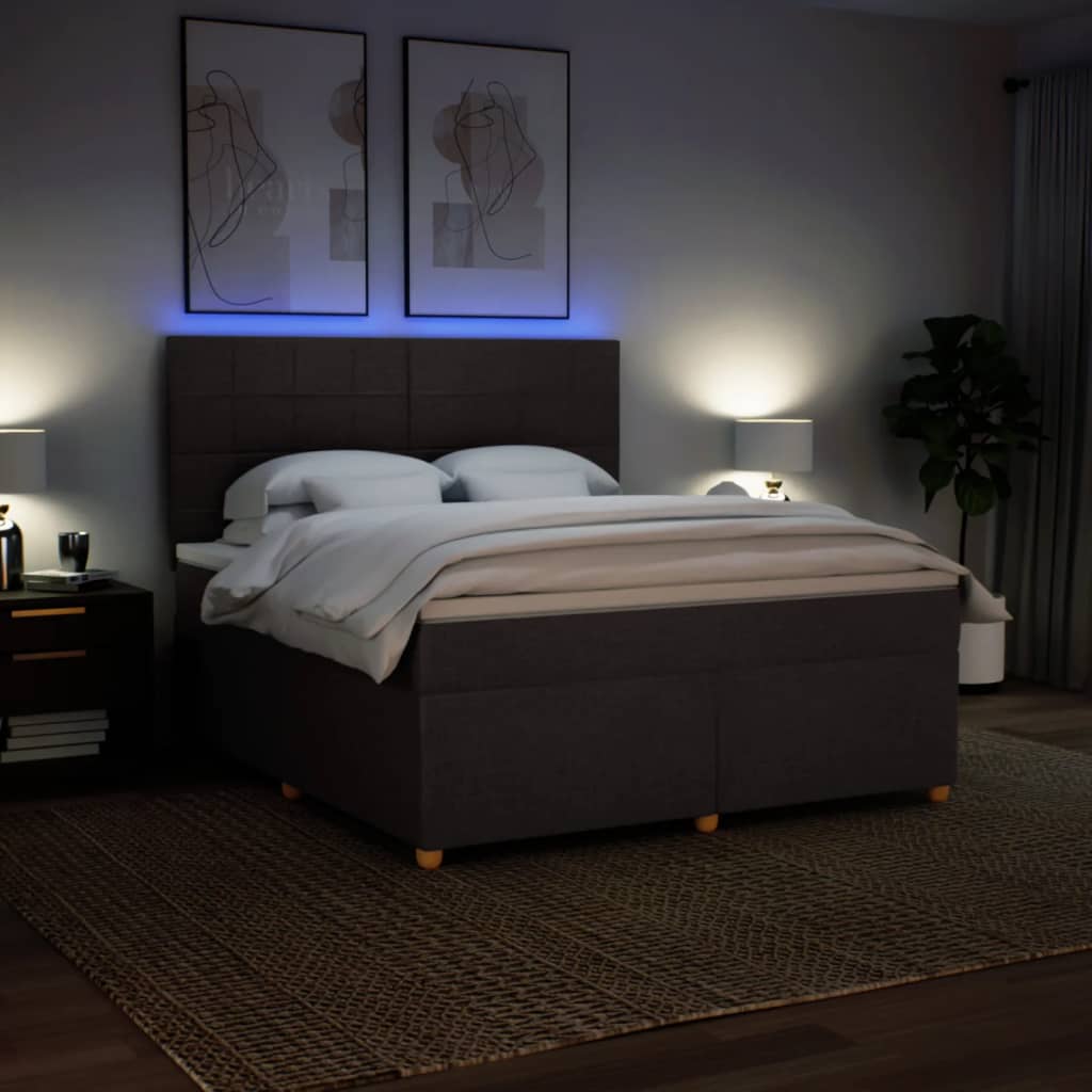 Κρεβάτι Boxspring με Στρώμα Σκούρο Καφέ 180x200 εκ Υφασμάτινο - Pakobazaar