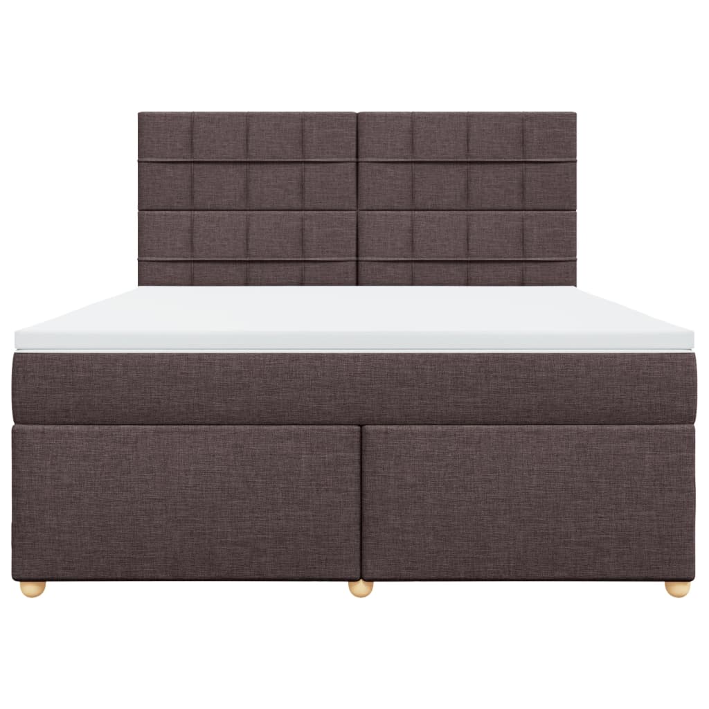 Κρεβάτι Boxspring με Στρώμα Σκούρο Καφέ 180x200 εκ Υφασμάτινο - Pakobazaar