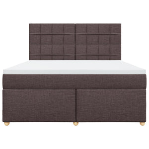 Κρεβάτι Boxspring με Στρώμα Σκούρο Καφέ 180x200 εκ Υφασμάτινο - Pakobazaar