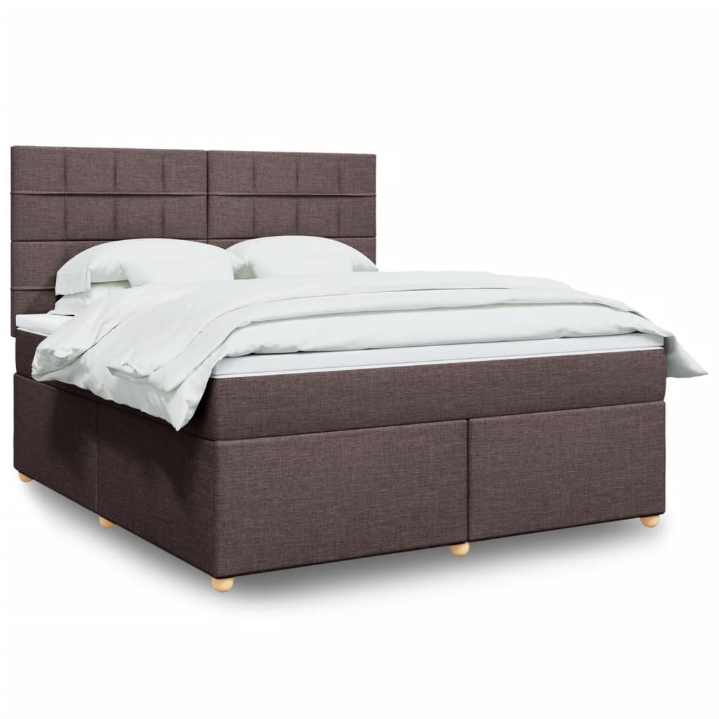 Κρεβάτι Boxspring με Στρώμα Σκούρο Καφέ 180x200 εκ Υφασμάτινο - Pakobazaar