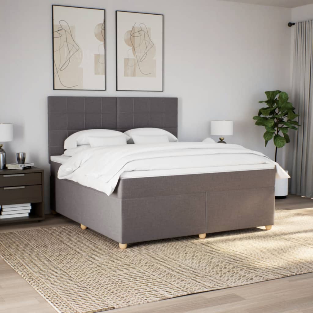 Κρεβάτι Boxspring με Στρώμα Taupe 180x200 εκ. Υφασμάτινο - Pakobazaar