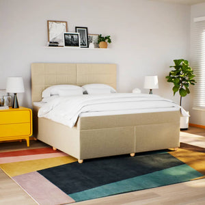 Κρεβάτι Boxspring με Στρώμα Κρεμ 180x200 εκ. Υφασμάτινο - Pakobazaar