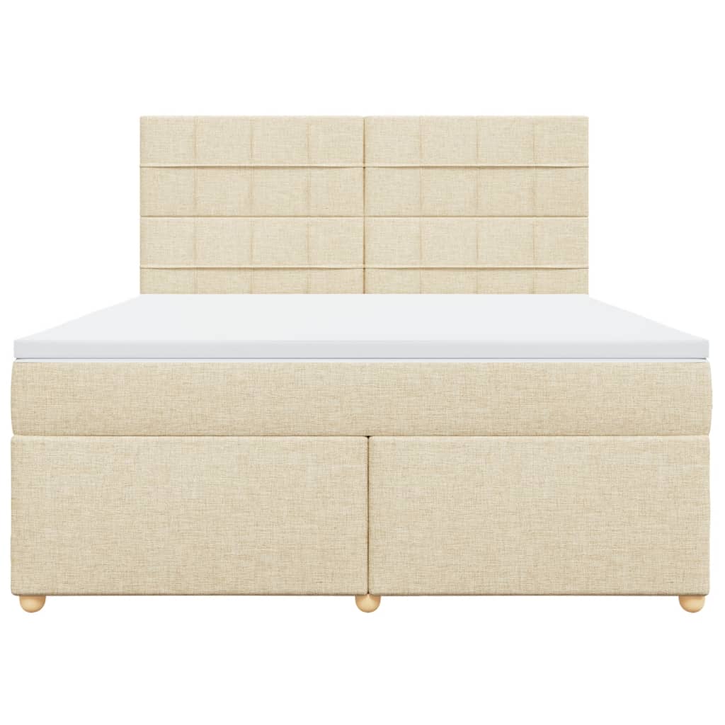 Κρεβάτι Boxspring με Στρώμα Κρεμ 180x200 εκ. Υφασμάτινο - Pakobazaar