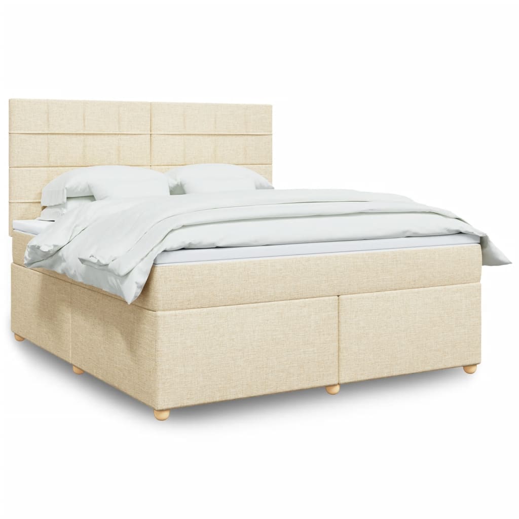 Κρεβάτι Boxspring με Στρώμα Κρεμ 180x200 εκ. Υφασμάτινο