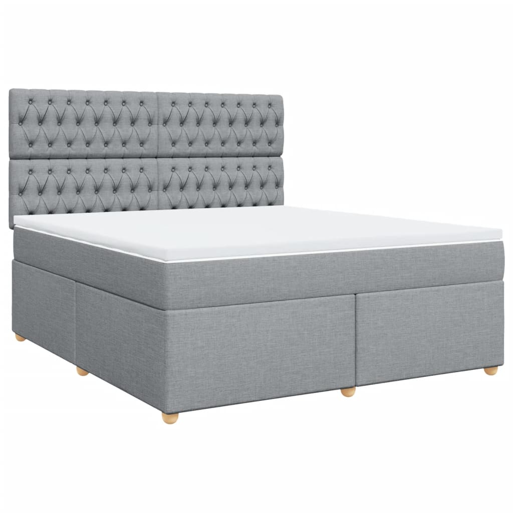 Κρεβάτι Boxspring με Στρώμα Ανοιχτό Γκρι 180x200 εκ. Υφασμάτινο - Pakobazaar