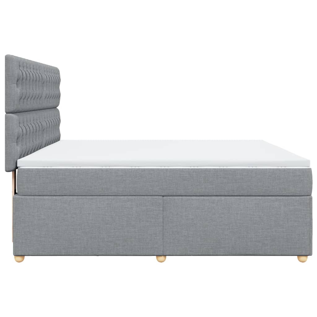 Κρεβάτι Boxspring με Στρώμα Ανοιχτό Γκρι 180x200 εκ. Υφασμάτινο - Pakobazaar