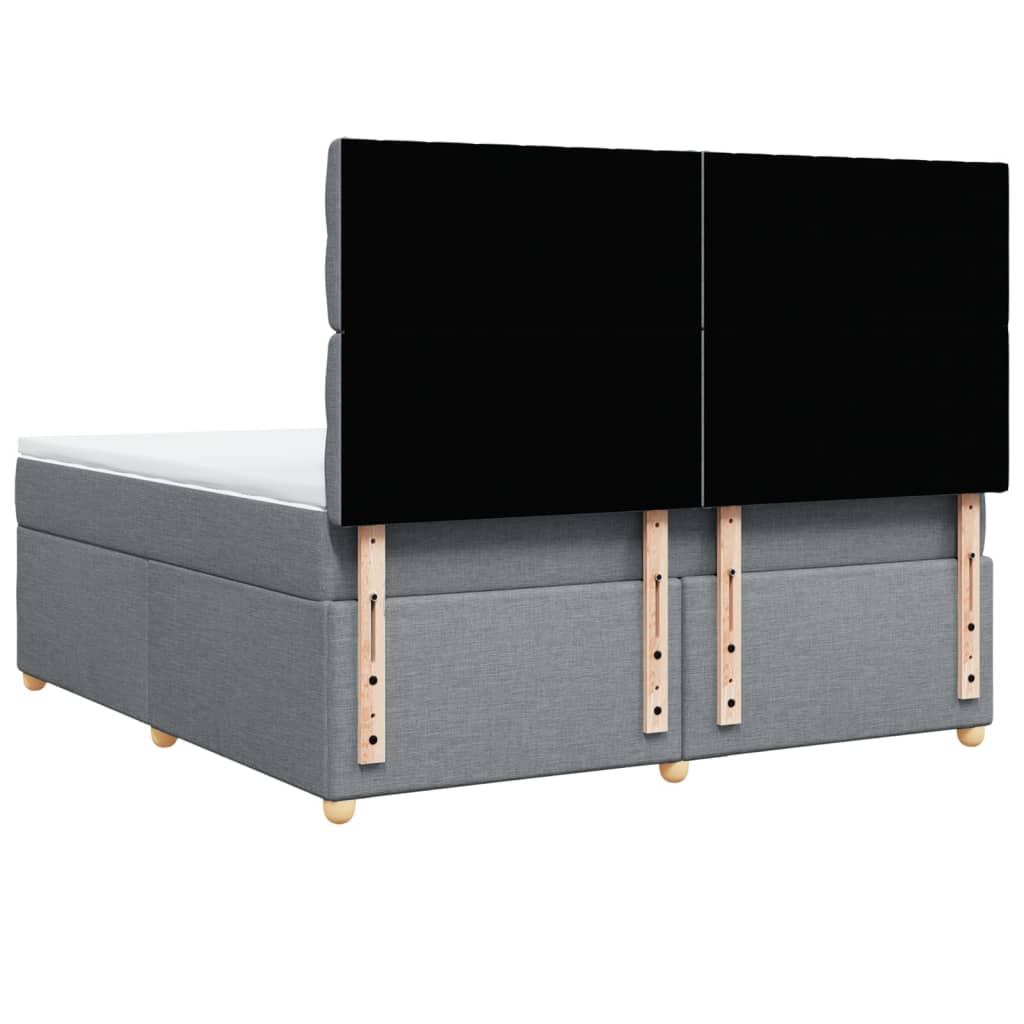 Κρεβάτι Boxspring με Στρώμα Ανοιχτό Γκρι 180x200 εκ. Υφασμάτινο - Pakobazaar