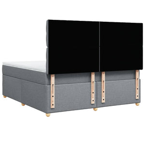 Κρεβάτι Boxspring με Στρώμα Ανοιχτό Γκρι 180x200 εκ. Υφασμάτινο - Pakobazaar