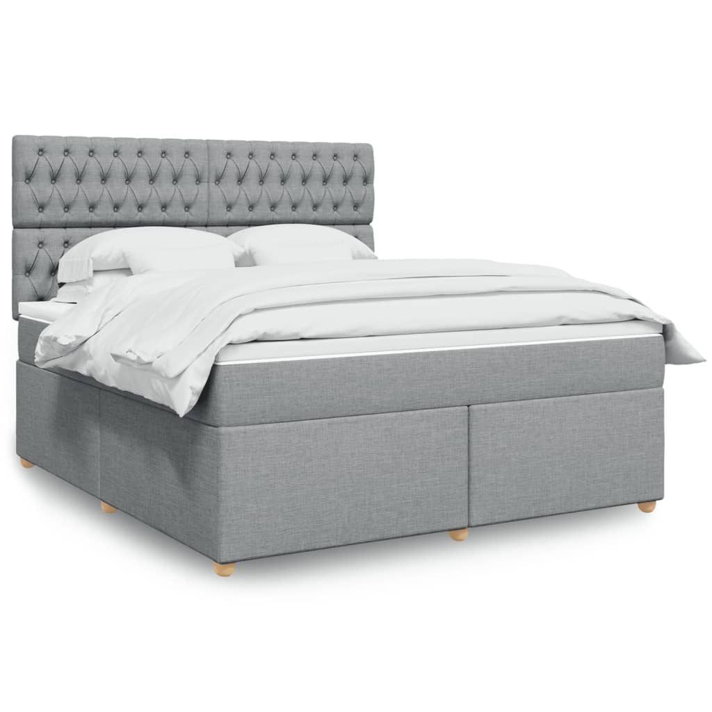 Κρεβάτι Boxspring με Στρώμα Ανοιχτό Γκρι 180x200 εκ. Υφασμάτινο - Pakobazaar