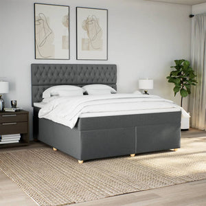 Κρεβάτι Boxspring με Στρώμα Σκούρο Γκρι 180x200 εκ Υφασμάτιν - Pakobazaar