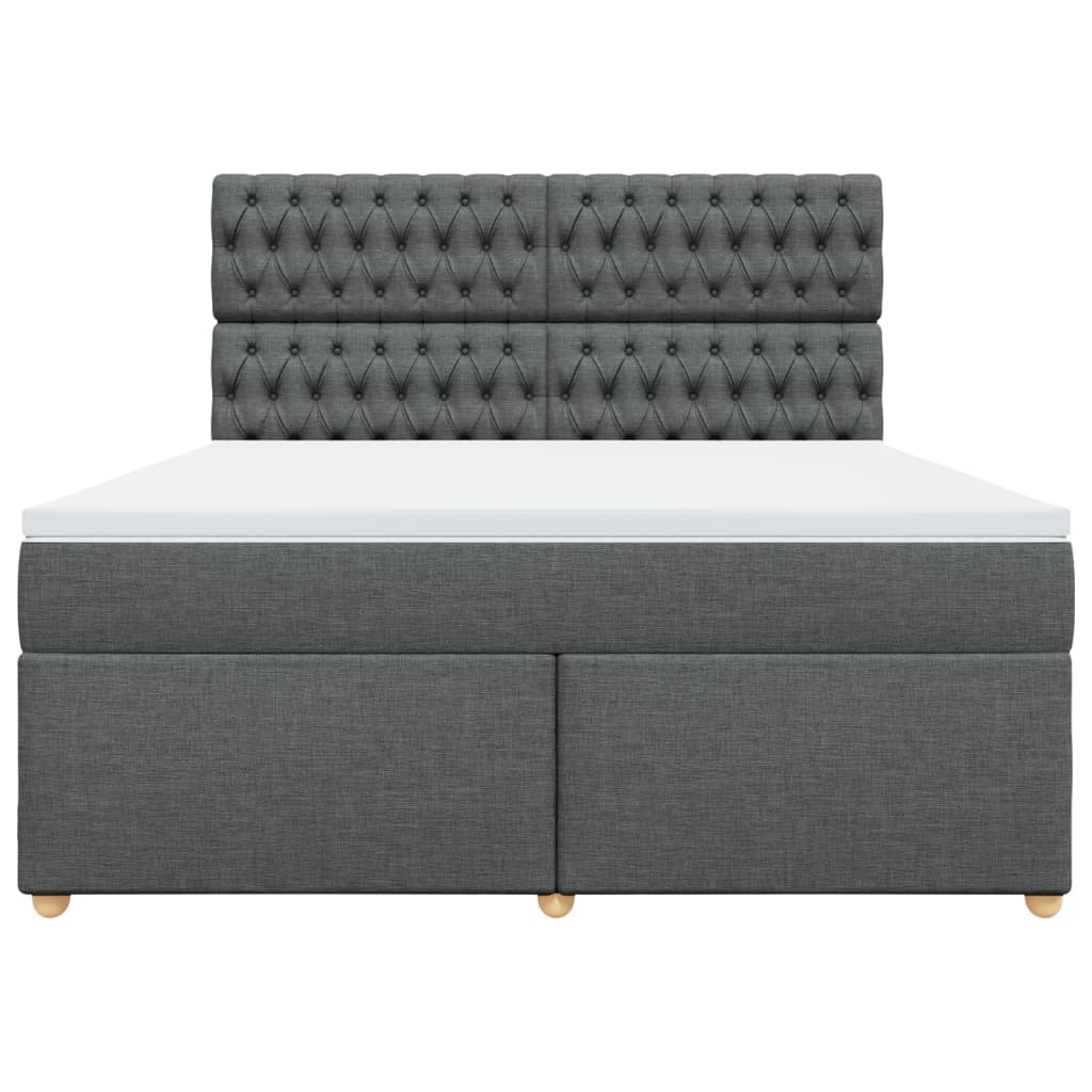 Κρεβάτι Boxspring με Στρώμα Σκούρο Γκρι 180x200 εκ Υφασμάτιν - Pakobazaar
