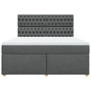 Κρεβάτι Boxspring με Στρώμα Σκούρο Γκρι 180x200 εκ Υφασμάτιν - Pakobazaar