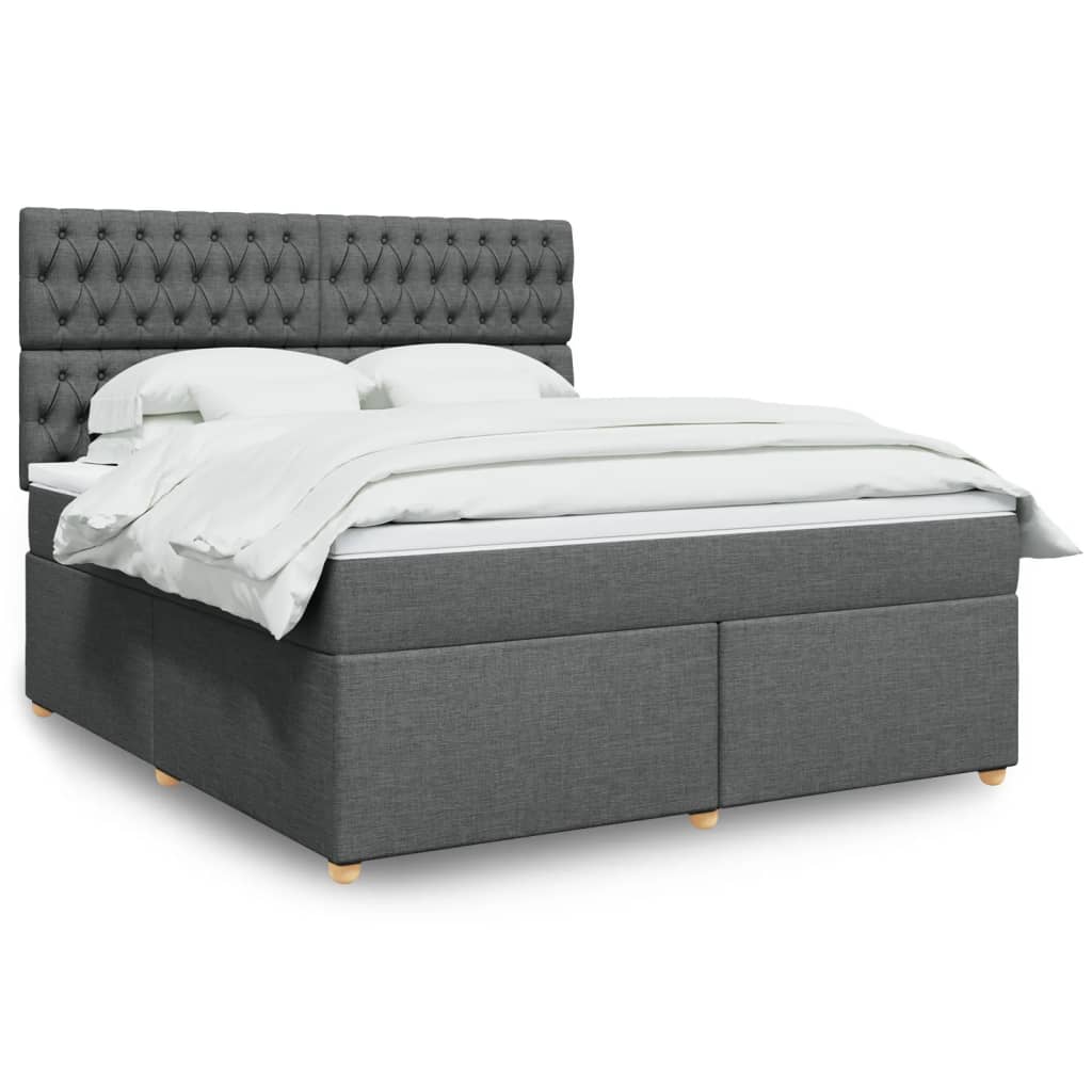 Κρεβάτι Boxspring με Στρώμα Σκούρο Γκρι 180x200 εκ Υφασμάτιν - Pakobazaar