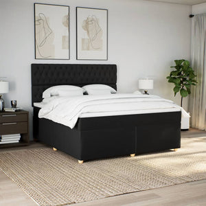 Κρεβάτι Boxspring με Στρώμα Μαύρο 180x200 εκ. Υφασμάτινο - Pakobazaar