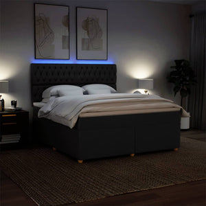 Κρεβάτι Boxspring με Στρώμα Μαύρο 180x200 εκ. Υφασμάτινο - Pakobazaar