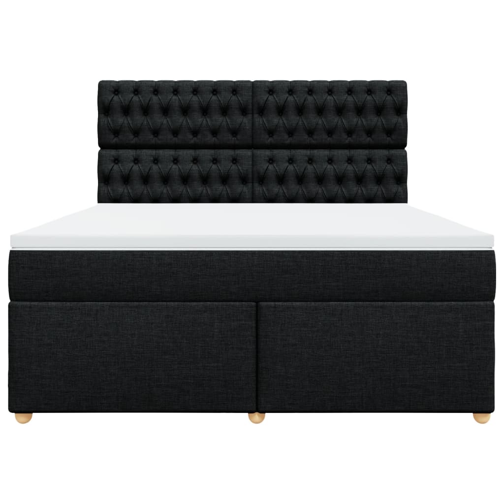 Κρεβάτι Boxspring με Στρώμα Μαύρο 180x200 εκ. Υφασμάτινο - Pakobazaar