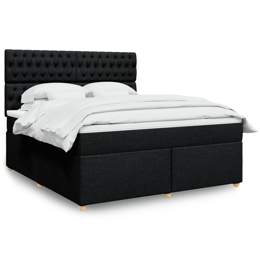 Κρεβάτι Boxspring με Στρώμα Μαύρο 180x200 εκ. Υφασμάτινο - Pakobazaar