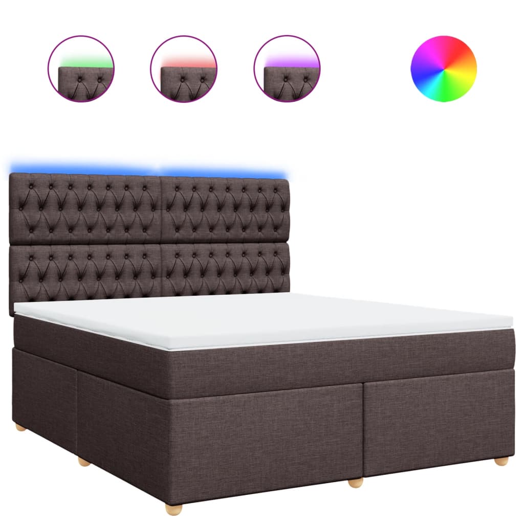Κρεβάτι Boxspring με Στρώμα Σκούρο Καφέ 180x200 εκ Υφασμάτινο