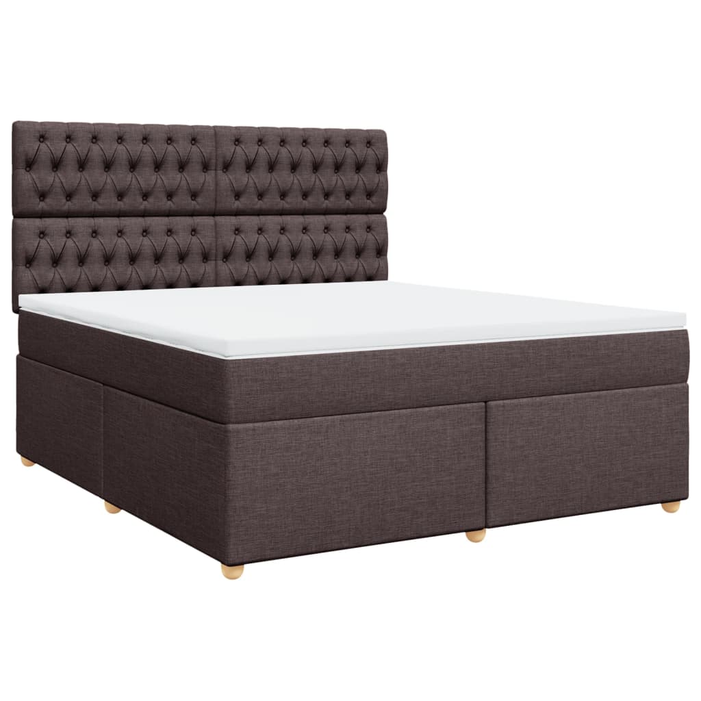 Κρεβάτι Boxspring με Στρώμα Σκούρο Καφέ 180x200 εκ Υφασμάτινο