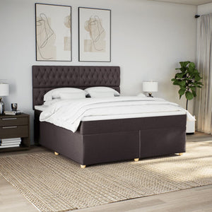 Κρεβάτι Boxspring με Στρώμα Σκούρο Καφέ 180x200 εκ Υφασμάτινο
