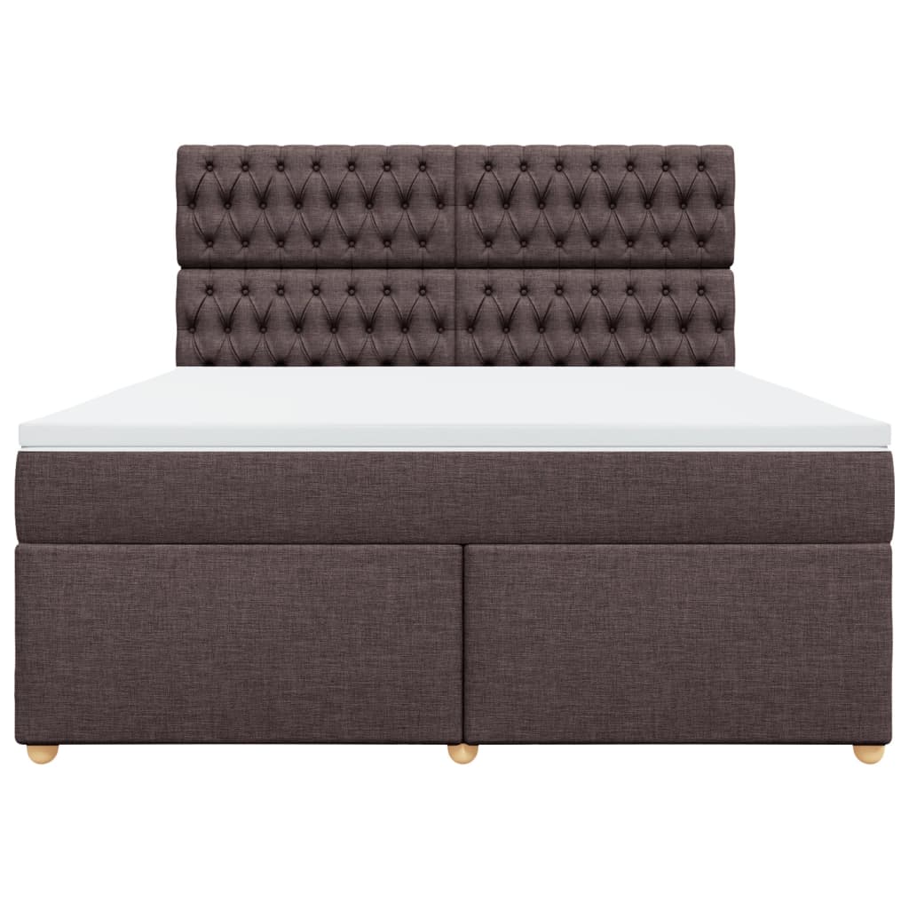 Κρεβάτι Boxspring με Στρώμα Σκούρο Καφέ 180x200 εκ Υφασμάτινο