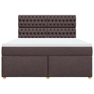 Κρεβάτι Boxspring με Στρώμα Σκούρο Καφέ 180x200 εκ Υφασμάτινο