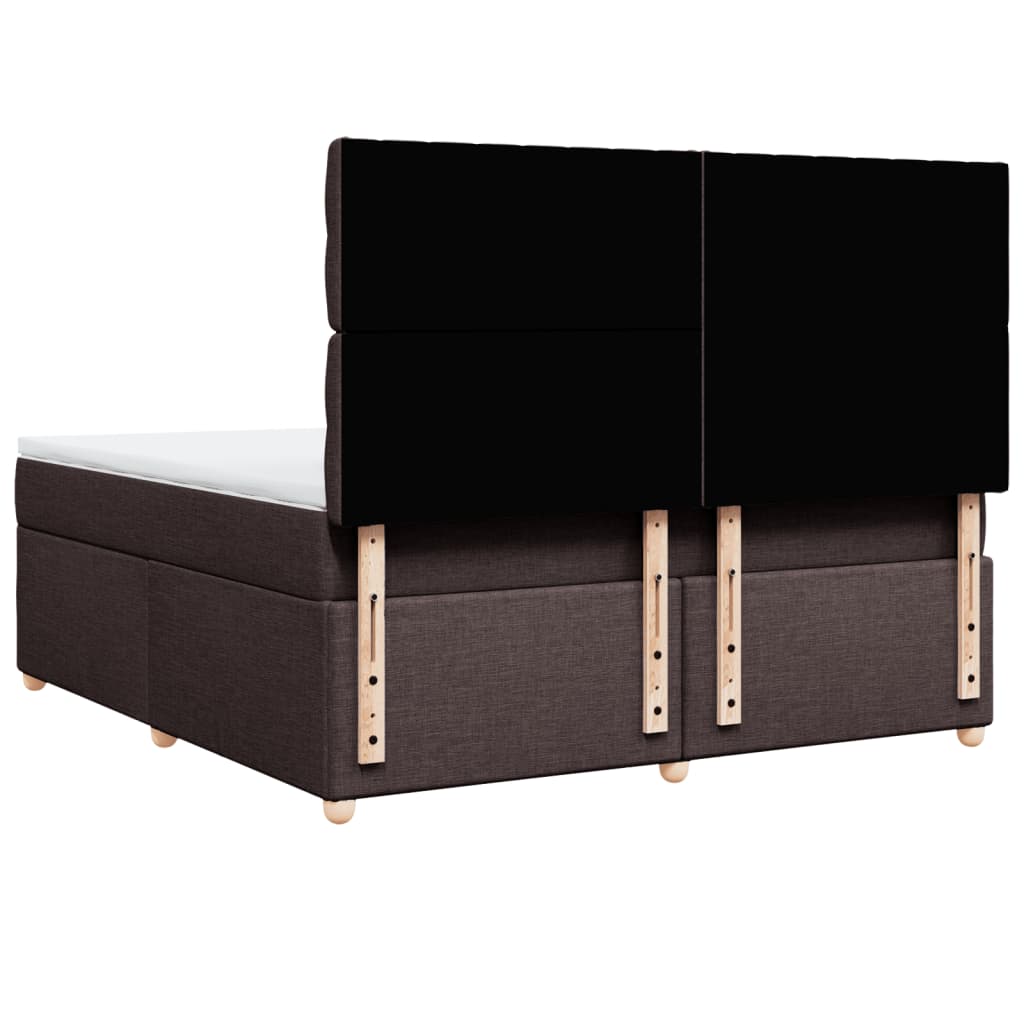Κρεβάτι Boxspring με Στρώμα Σκούρο Καφέ 180x200 εκ Υφασμάτινο