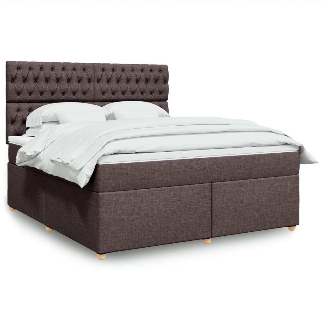 Κρεβάτι Boxspring με Στρώμα Σκούρο Καφέ 180x200 εκ Υφασμάτινο