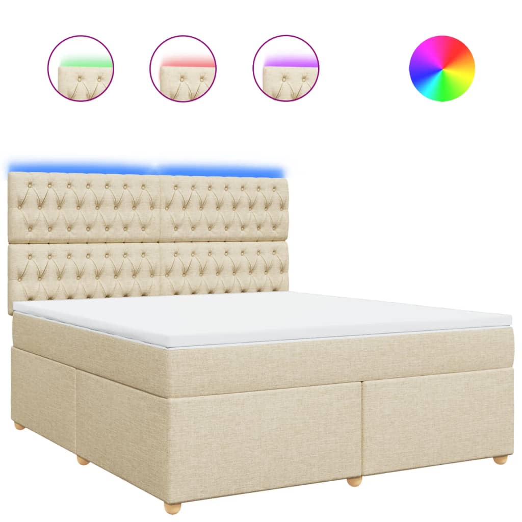 Κρεβάτι Boxspring με Στρώμα Κρεμ 180x200 εκ. Υφασμάτινο - Pakobazaar