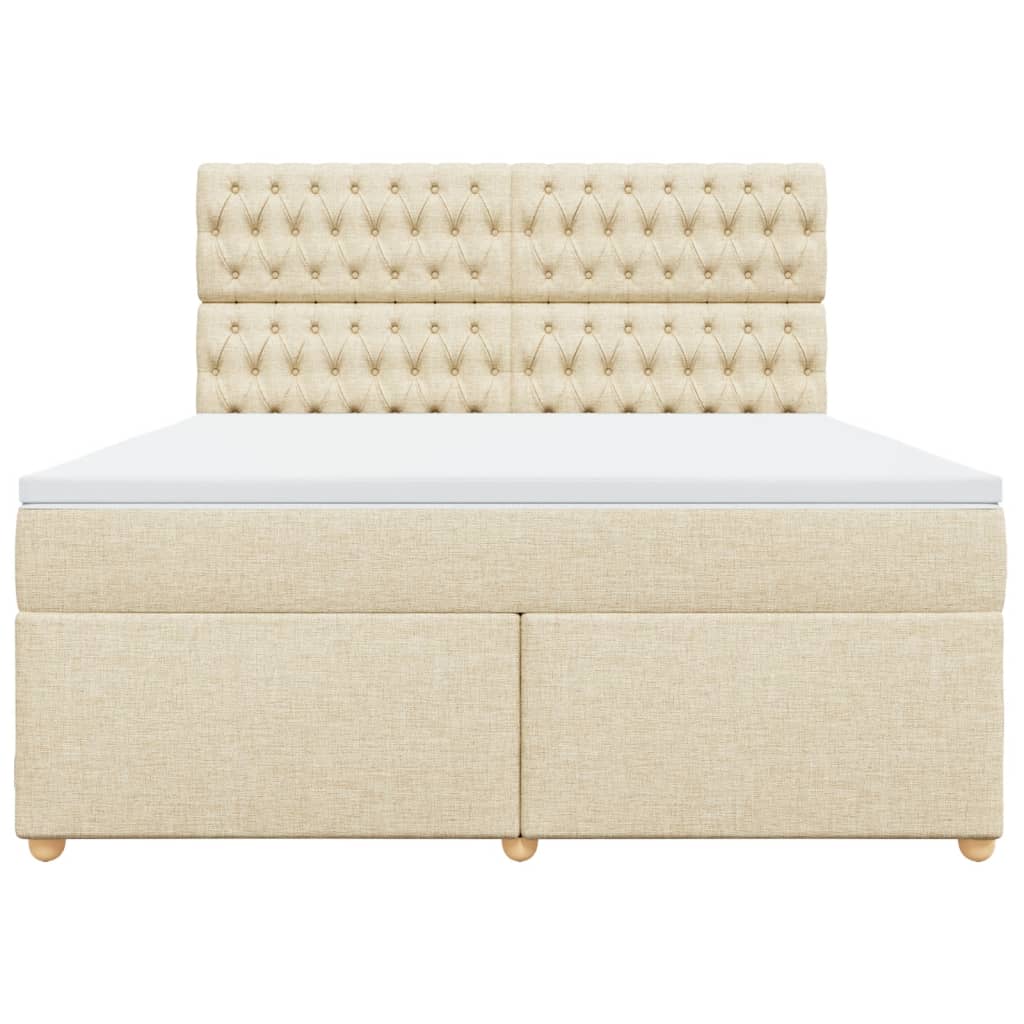 Κρεβάτι Boxspring με Στρώμα Κρεμ 180x200 εκ. Υφασμάτινο - Pakobazaar