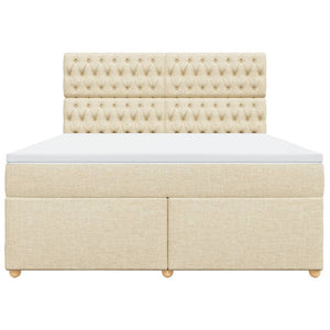 Κρεβάτι Boxspring με Στρώμα Κρεμ 180x200 εκ. Υφασμάτινο - Pakobazaar