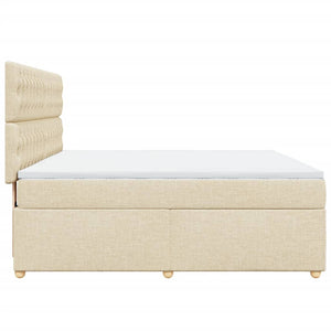 Κρεβάτι Boxspring με Στρώμα Κρεμ 180x200 εκ. Υφασμάτινο - Pakobazaar