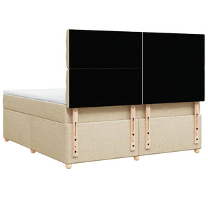 Κρεβάτι Boxspring με Στρώμα Κρεμ 180x200 εκ. Υφασμάτινο - Pakobazaar