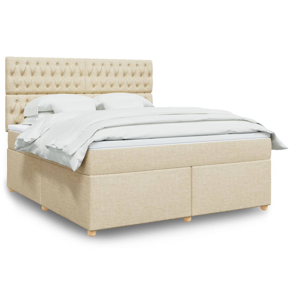 Κρεβάτι Boxspring με Στρώμα Κρεμ 180x200 εκ. Υφασμάτινο - Pakobazaar