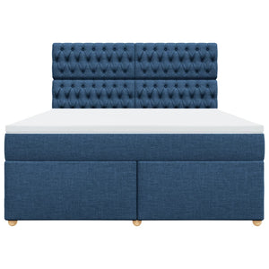 Κρεβάτι Boxspring με Στρώμα Μπλε 180x200 εκ. Υφασμάτινο - Pakobazaar