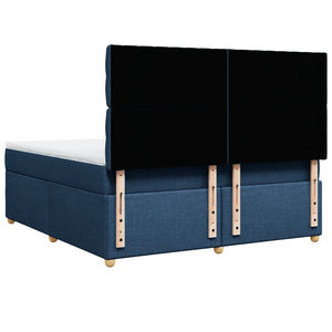 Κρεβάτι Boxspring με Στρώμα Μπλε 180x200 εκ. Υφασμάτινο - Pakobazaar