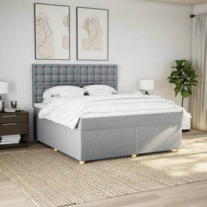 Κρεβάτι Boxspring με Στρώμα Ανοιχτό Γκρι 180x200 εκ. Υφασμάτινο - Pakobazaar