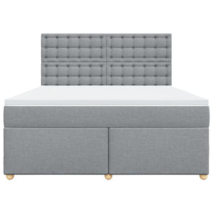 Κρεβάτι Boxspring με Στρώμα Ανοιχτό Γκρι 180x200 εκ. Υφασμάτινο - Pakobazaar