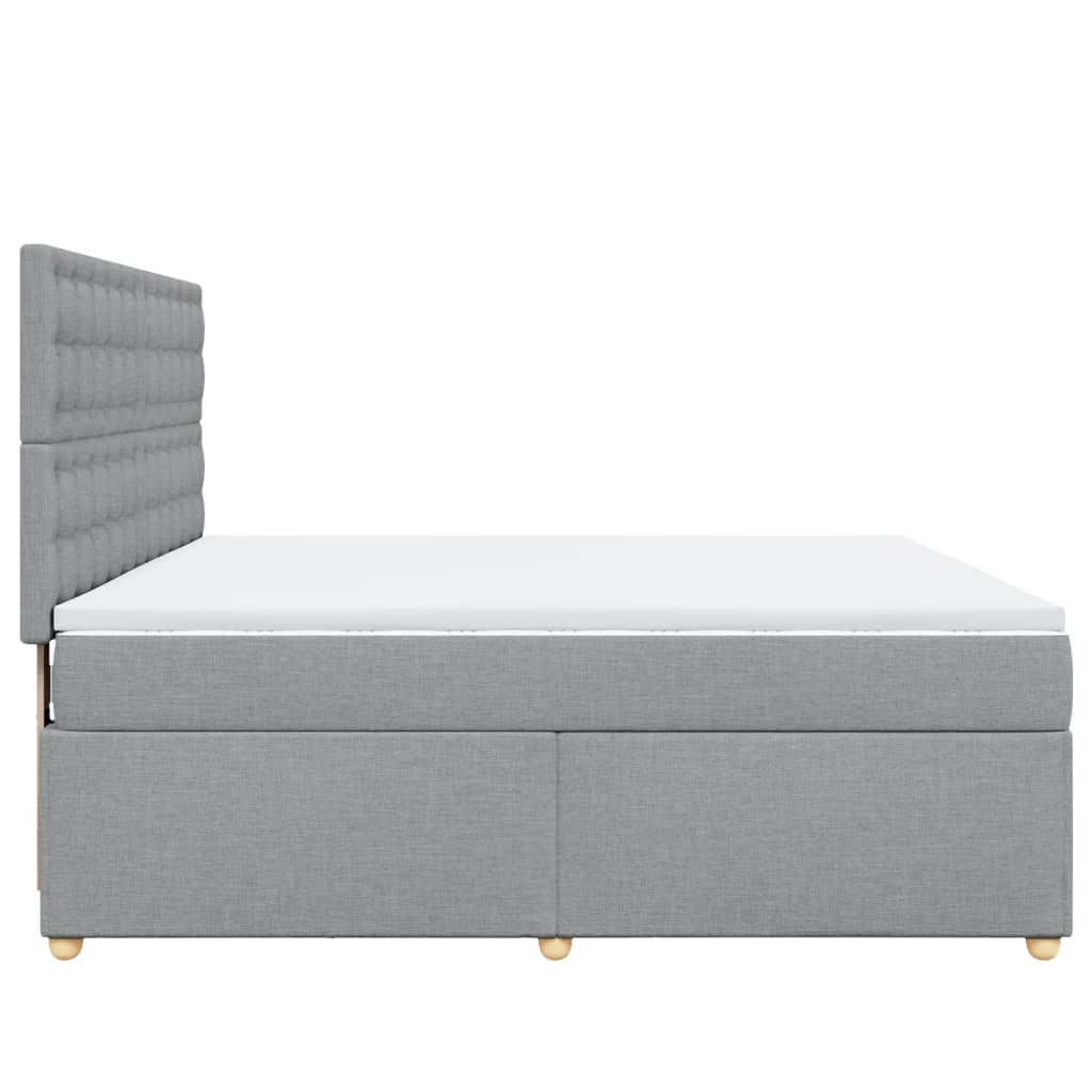 Κρεβάτι Boxspring με Στρώμα Ανοιχτό Γκρι 180x200 εκ. Υφασμάτινο - Pakobazaar