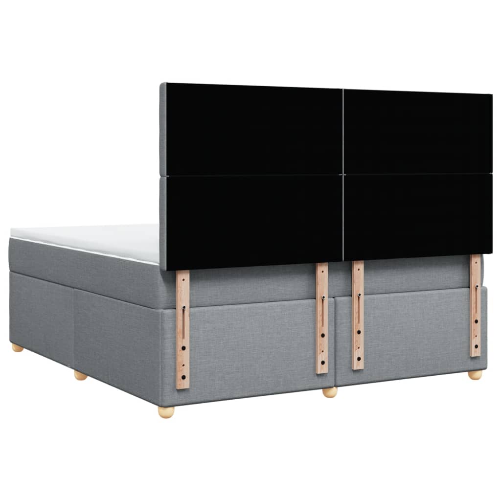 Κρεβάτι Boxspring με Στρώμα Ανοιχτό Γκρι 180x200 εκ. Υφασμάτινο - Pakobazaar